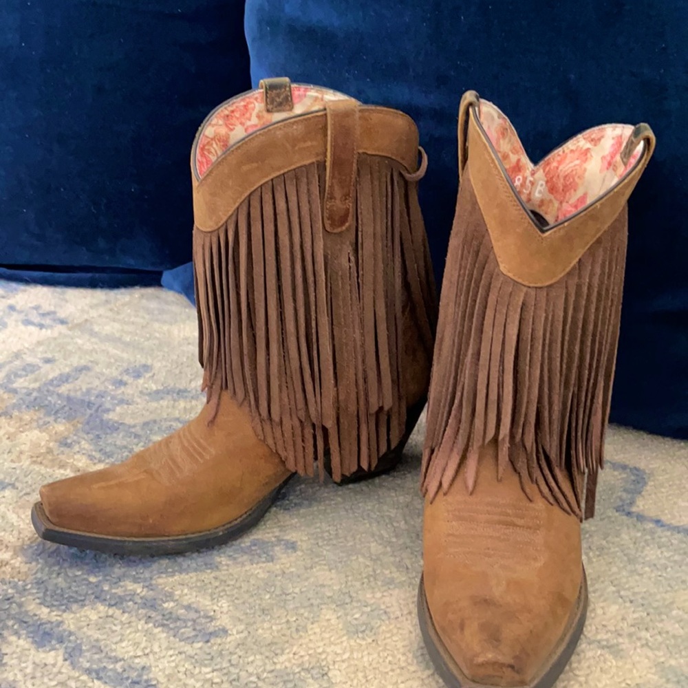 Ariat pointed toe fringe boots